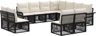 vidaXL Conjunto De Sof&aacute;s De Jard&iacute;n 11 Uds. Negro Rat&aacute;n Sint&eacute;tico Vidaxl