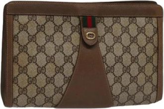 Gucci Pre-owned Clutches, female, Brown, Size: ONE SIZE Pre-owned Sherry line pouch