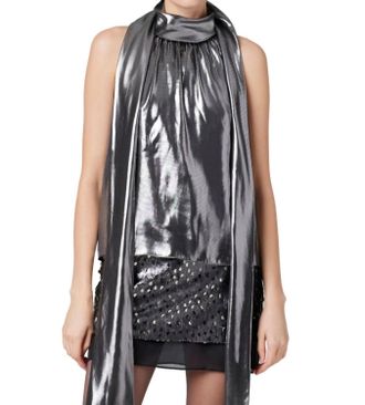 Toccin Hattie Sleeveless Metallic Blouse In Grey