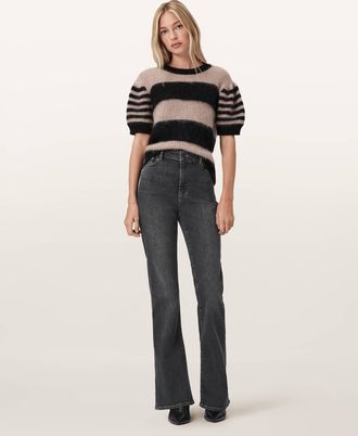 AllSaints Cotton Maisie Flared Jeans, Size: 25
