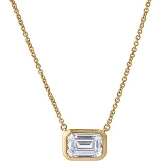 LuvMyJewelry Glinda Emerald East West 14K Gold Lab Grown Diamond Bezel Necklace - 1.50 ct in 14K Yellow Gold at Nordstrom