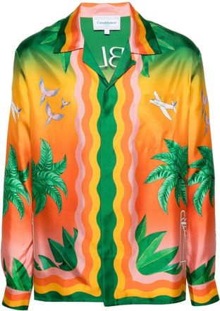 Casablanca Tennis Club En Fleur shirt - men - Silk - L - Green