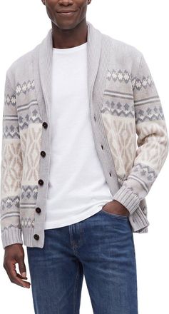 N.Peal N.Peal Jacquard 100% Cashmere Shawl Collar Cardigan