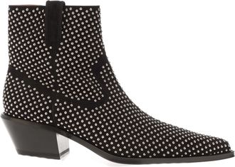 Off-white Mens Off White Stud Texas Ankle Boots in Black Silver - Black & Silver Leather - Size UK 10