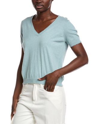 Minnie Rose Frayed Cashmere-Blend T-Shirt