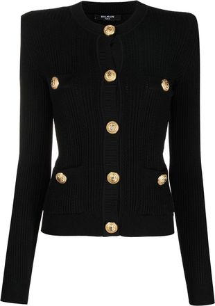 Balmain button-front knitted top - women - Polyamide/Viscose - 38 - Black