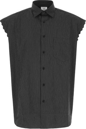 VETEMENTS Geribbelde poplin overhemd - Heren - Korte mouwen Overhemden - Zwart - XS - Overhemden