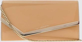 Jimmy Choo London Mini borsa a mano Emmie in pelle verniciata con tracolla a catena