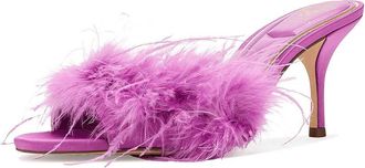Vince Camuto Paelly Feather High Heel Mule Sandals Womens Sandals Orchid Blossom : 8.5 M, Synthetic