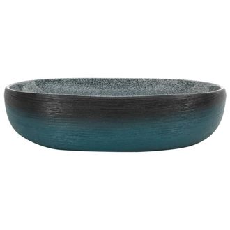 Berkfield Home Durable Countertop Basin Turquoise Oval 59x40x14 cm Ceramic in Teal | Size: 59 x 40 x 14 cm