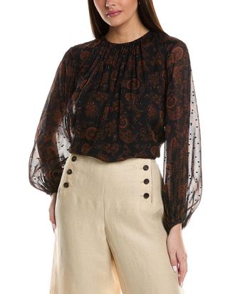 Lafayette 148 New York Balloon Sleeve Silk-Blend Blouse