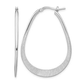 Diamond2Deal Sterling Silver Etched Oval Shape Hoop Earrings