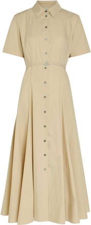 Tory Burch Belted Stretch Cotton-poplin Midi Shirt Dress - Sand - 12 (UK16 / XL)