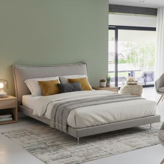 Dmora Dmora - Cama Matrimonial Dabbat, Cama Fija Con Tapizado Y Cabecero En Tela, 100% Made In Italy, Apertura Frontal, Adecuado Para Colch&oacute;n Cm 160x190, Gr