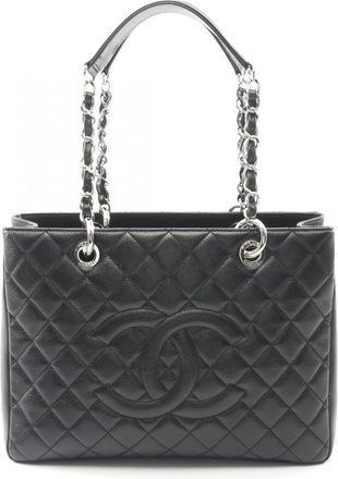 Chanel Black Grained Calfskin Handbag Tote Bag (Pre-Owned)