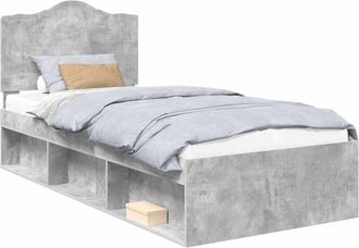 vidaXL Estructura De Cama Con Cabecera Gris Concreto 90 X 190 Cm Vidaxl