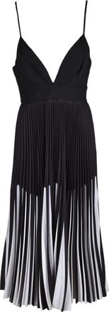 Jijil Geplooide Lange Jurk met Ritssluiting - Dames - Casual kleedjes - Zwart - XS - Polyester - Kleedjes
