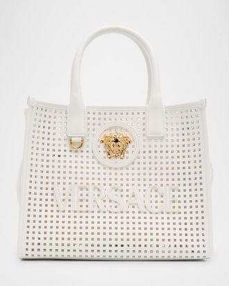 Versace La Medusa Small Cutout Leather Tote Bag