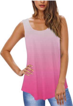 Generic Womens Printed Tank Tops Vests Round Neck Loose Casual Sleeveless T-Shirt Elegant Pullover for Ladies Stretch Lightweight Soft Sports Women Clothes Pl