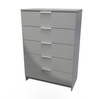 Welcome Furniture Paris Ready Assembled Chest of Drawers with 5 Drawers - Uniform Matt & Dusk Grey - Welcome Furniture | TJ Hughes