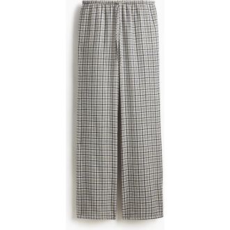 H&M Drawstring Trousers in Light Beige/plaid at Nordstrom, Size 3X-Large