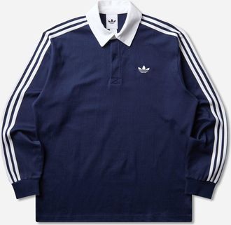 adidas Men s 3-Stripes Rugby Longsleeve Polo Night Indigo