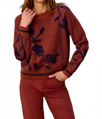 Tribal Womens Eyelash Embroidered Long Sleeve Mock Neck Knit Sweater In Cedar