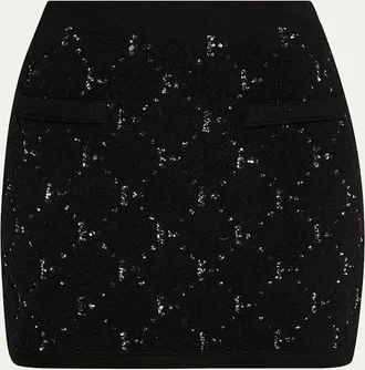 Kobi Halperin Salem Sequin-Embellished Fuzzy Knit Mini Skirt