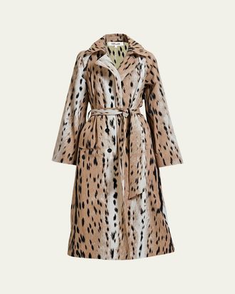 Diane Von F&uuml;rstenberg Kamirah Belted Animal-Print Trench Coat