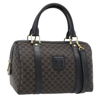 Celine Macadam Handbag Macadam With Leather Black Canvas Handbag (Pre-Owned)