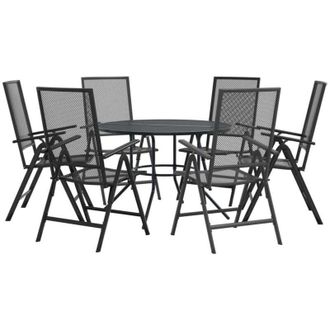 vidaXL Set De Sillas Jard&iacute;n Reclinables 7 Piezas Acero Antracita