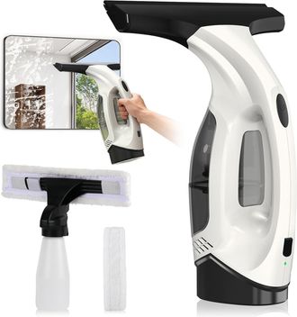 No Brand Limpiacristales Inal&aacute;mbrico - 2000 Pa - Bater&iacute;a De 2200 Mah - Dep&oacute;sito De Agua De 150 Ml - Apto Para Cristales, Espejos, Azulejos Y Coches - Blanco
