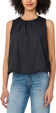 CeCe by Cynthia Steffe Cotton Poplin Bubble Top in Black at Nordstrom, Size X-Large