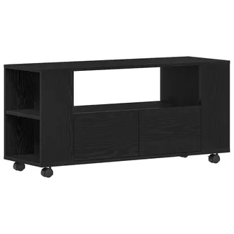 vidaXL Vidaxl - Mobile Porta Tv Con Ruote Rovere Nero 102x34,5x43 Cm Truciolato
