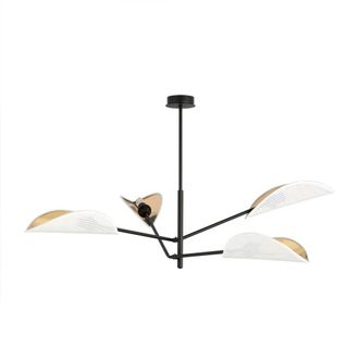 Wonderlamp L&aacute;mpara colgante orientable y 4 pantallas de tela blanco