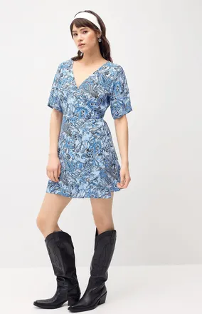 Twik Womens Crinkled wrap-style minidress