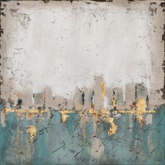 Schubiger M&ouml;bel Bild Abstrakte Farbkomposition in Blau und Gold 2