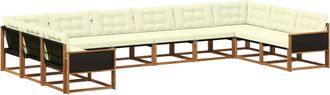 vidaXL Conjunto De Sof&aacute;s De Exterior 10 Uds. Natural Y Crema Vidaxl