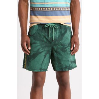 Gotha Cortez Print Drawstring Shorts in Fir at Nordstrom, Size Medium