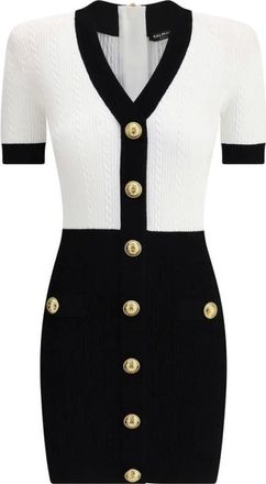Balmain Elegant Braided Midi Dress with Embossed Detailing