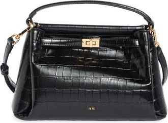 JW PEI Carmen Faux Leather Top Handle Bag in Black Croc at Nordstrom