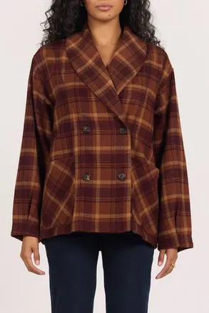 Dear John Denim Marlow Plaid Double Breasted Jacket in Ember Plaid at Nordstrom, Size X-Small