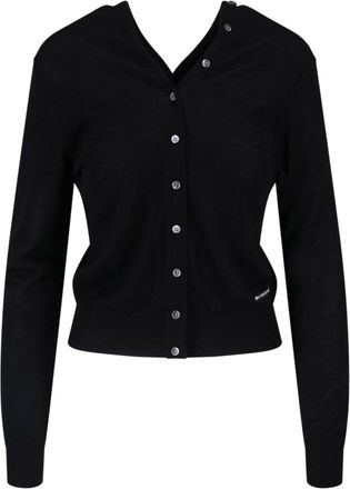 Alexander Wang Luxurious Black Wool Cardigan With V-Neckline And Button Closure