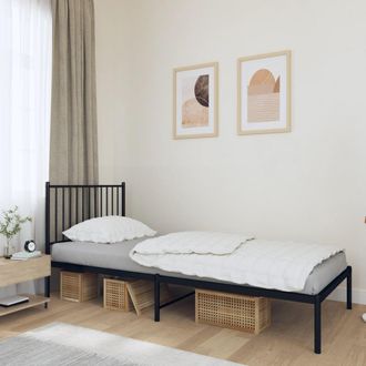 vidaXL Estructura Cama Sin Colch&oacute;n Con Cabecero Metal Negro 90x200 Cm Vidaxl