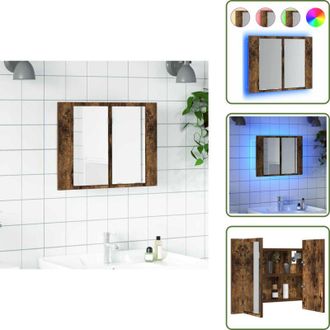 vidaXL The Living Store Mobile a Specchio LED Rovere Fumo 60x12x45 cm Legno Multistrato - Armadio da bagno