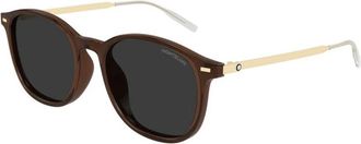 Montblanc Vierkante Zonnebril - Heren - Zonnebrillen - Bruin - 54 MM - Accessoires