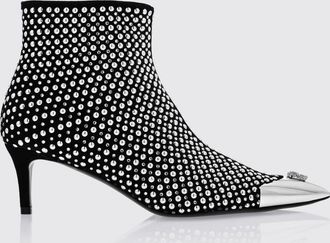 Philipp Plein Stivaletti in pelle con strass, punta a mandorla e tacco a stiletto