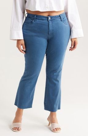 Kut from the Kloth Kelsey Raw Hem High Waist Ankle Flare Jeans in Ocean Blue Jm at Nordstrom, Size 14W