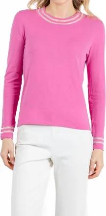 Peace of Cloth Sheer Stripe Long Sleeve Crew Top In Petal