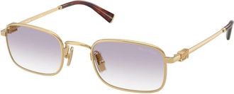Miu Miu Vierkante zonnebril Gouden montuur Transparante lenzen - Dames - Zonnebrillen - Geel - 52 MM - Accessoires
